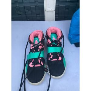 Adidas Roundhouse Pink Teal Black Women 6 Retro High Top Sneakers